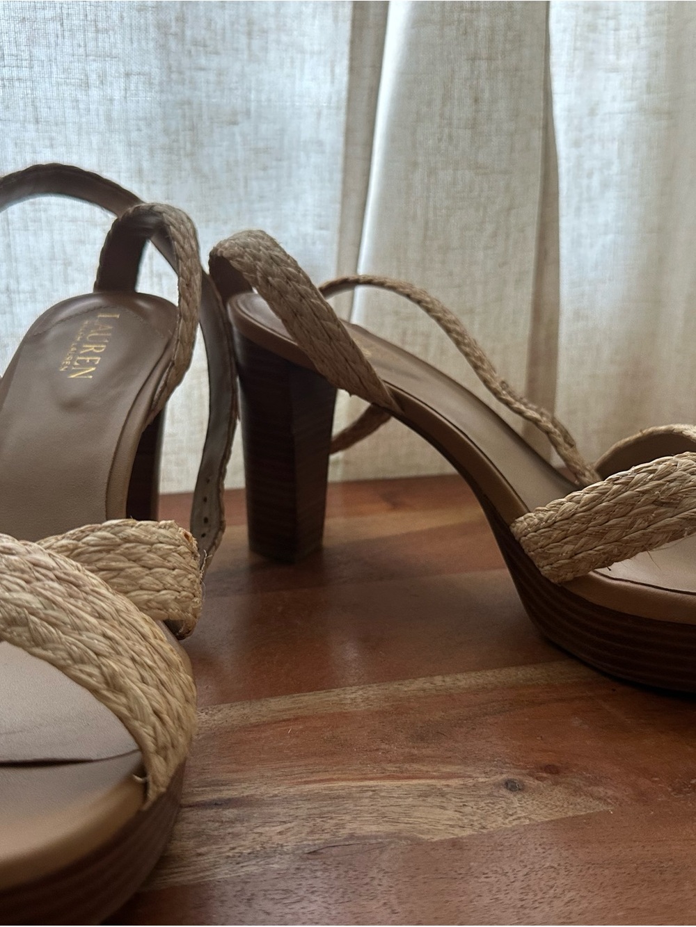 Ralph Lauren Natural Braided Espadrille Platform Sandal - Picture 8 of 11
